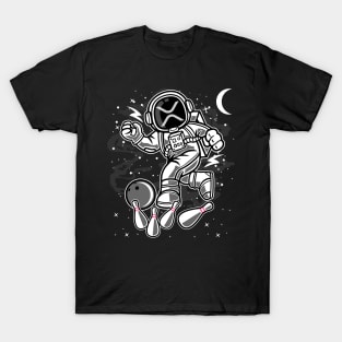 Astronaut Bowling Ripple XRP Coin To The Moon Crypto Token Cryptocurrency Blockchain Wallet Birthday Gift For Men Women Kids T-Shirt